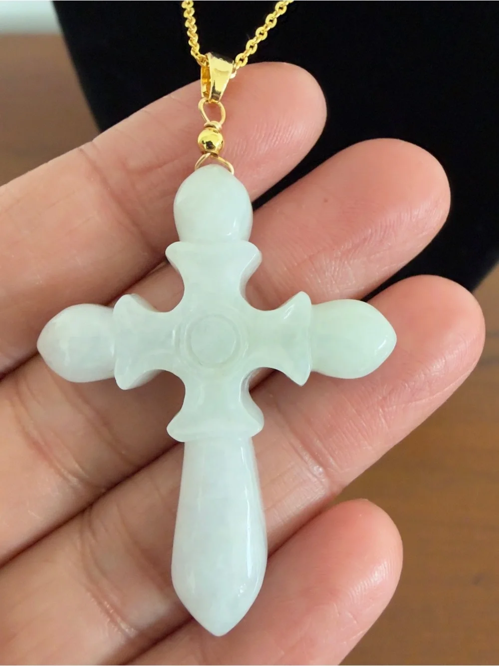 Certified Grade A Burma Jade Cross Pendant